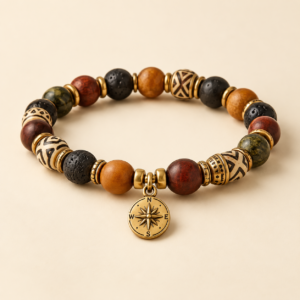 Earth & Compass Bracelet — AI-generated placeholder