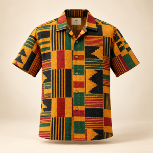 Kente-inspired Heritage Shirt — AI-generated placeholder
